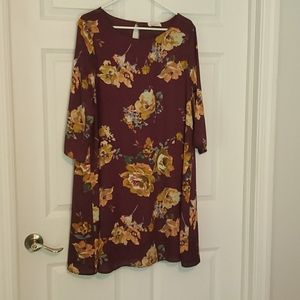 XL Everly Dark Purple Dress with floral print.